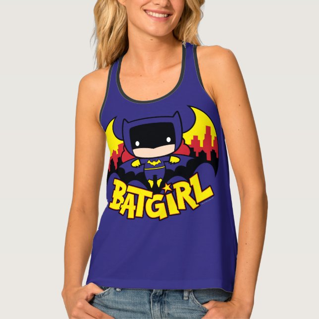 Chibi Batgirl With Gotham Skyline & Logo Tank Top (Front)