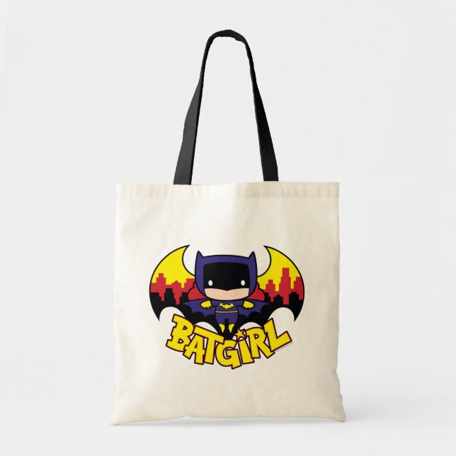 Chibi Batgirl With Gotham Skyline & Logo Tote Bag (Front)