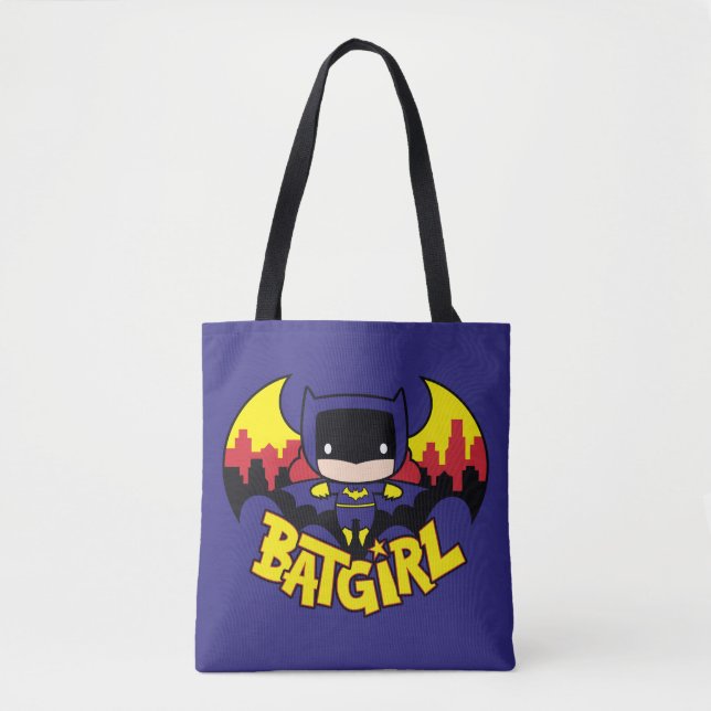 Chibi Batgirl With Gotham Skyline & Logo Tote Bag (Front)