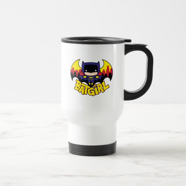 Chibi Batgirl With Gotham Skyline & Logo Travel Mug (Right)