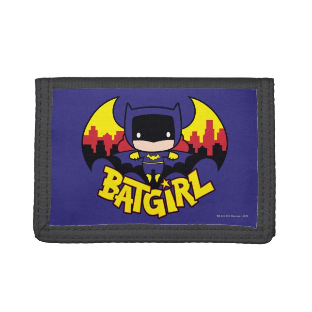 Chibi Batgirl With Gotham Skyline & Logo Trifold Wallet (Front)