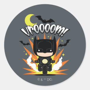 Chibi Batman Batcycle Classic Round Sticker
