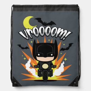 Chibi Batman Batcycle Drawstring Bag