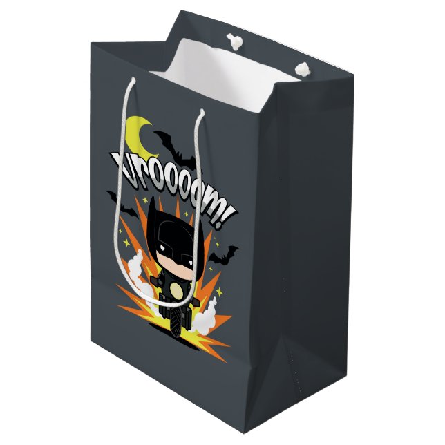 Chibi Batman Batcycle Medium Gift Bag (Front Angled)