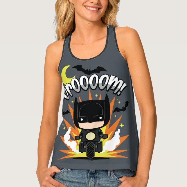 Chibi Batman Batcycle Tank Top (Front)