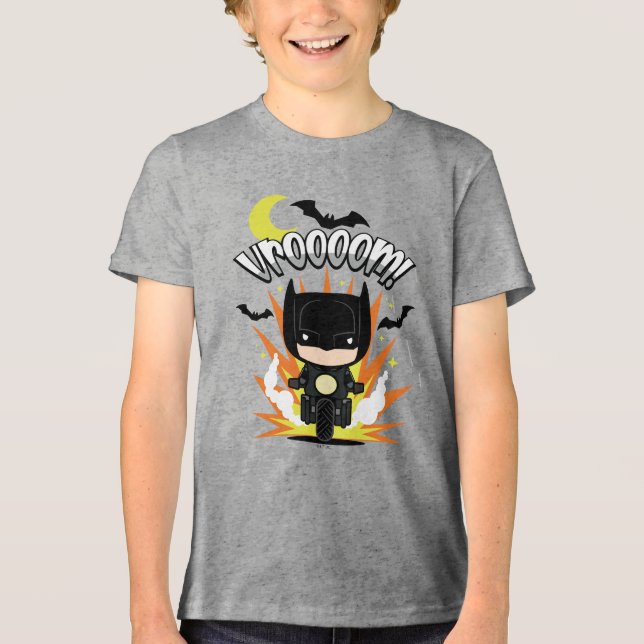 Chibi Batman Batcycle Tri-Blend Shirt (Front)