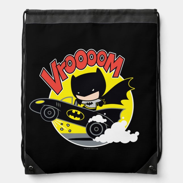 Chibi Batman In The Batmobile Drawstring Bag (Front)