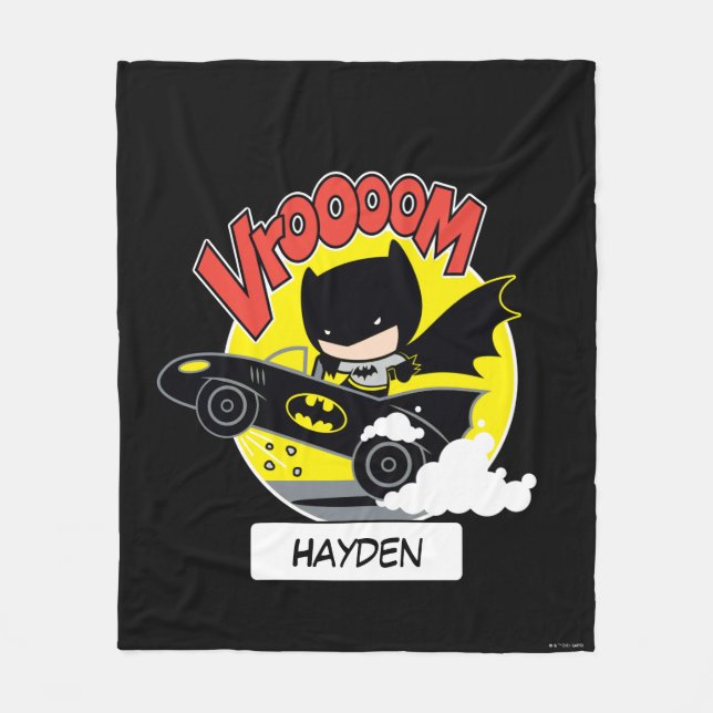 Chibi Batman In The Batmobile Fleece Blanket (Front)