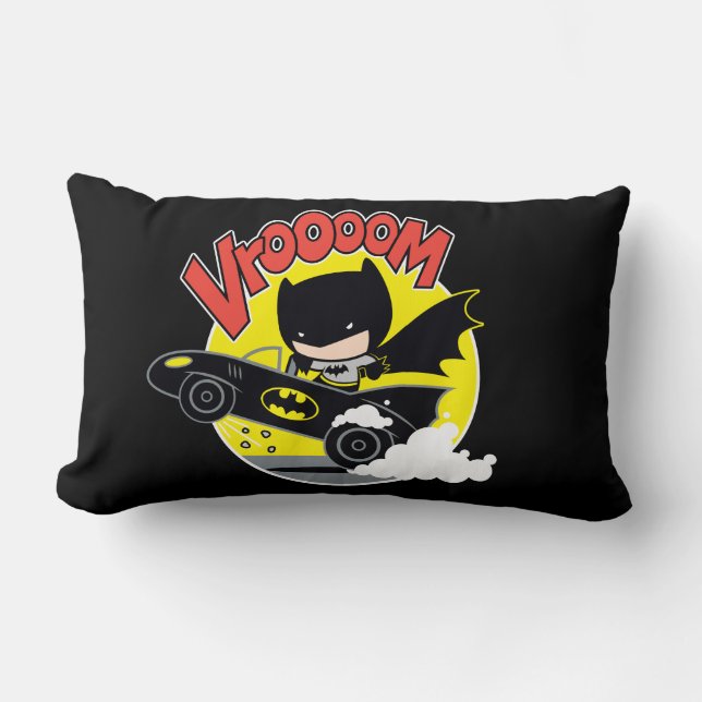 Chibi Batman In The Batmobile Lumbar Pillow (Front)