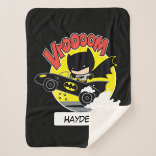 Chibi Batman In The Batmobile Sherpa Blanket