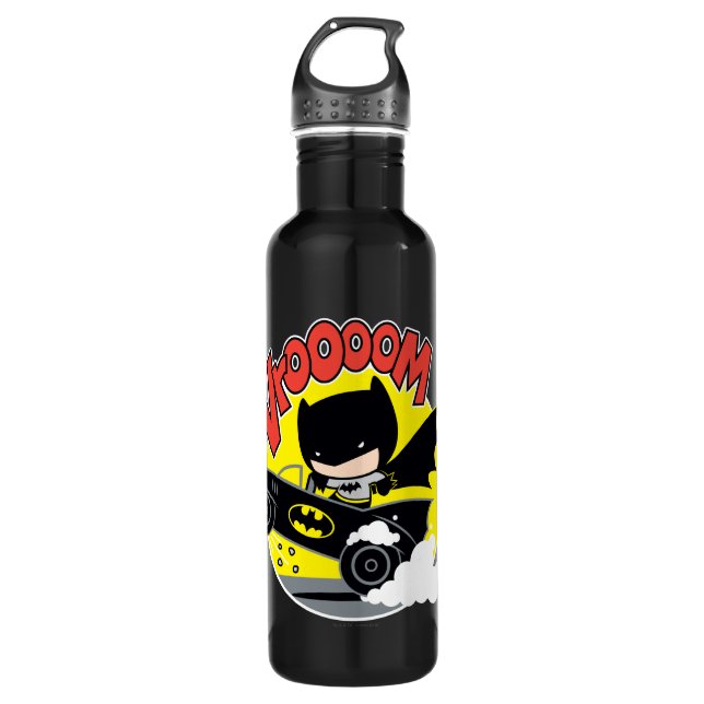 Chibi Batman In The Batmobile Water Bottle (Front)