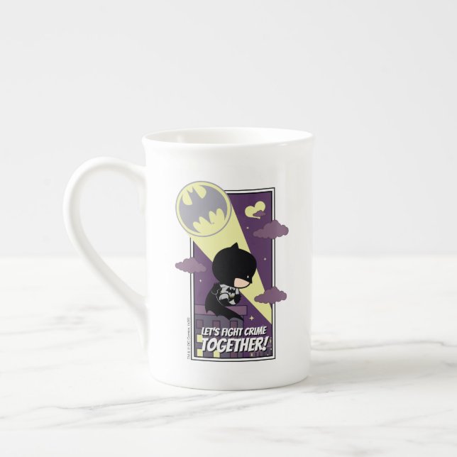 Chibi Batman - Let's Fight Crime Together Bone China Mug (Left)