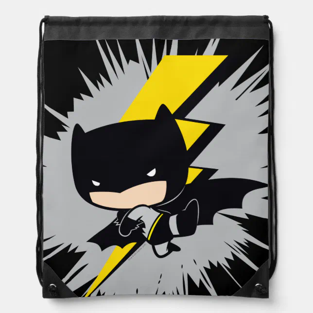 Chibi Batman Lightning Kick Drawstring Bag | Zazzle