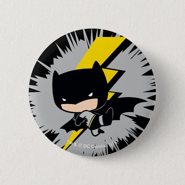Chibi Batman Lightning Kick Pinback Button (Front)