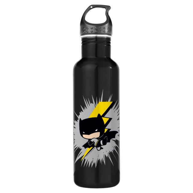 Chibi Batman Lightning Kick Stainless Steel Water Bottle (Front)