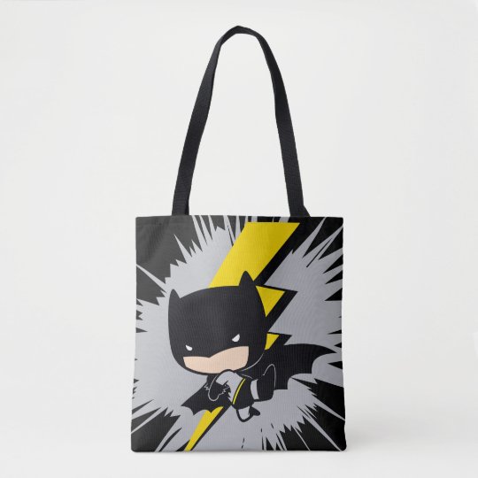 Chibi Batman Lightning Kick Tote Bag