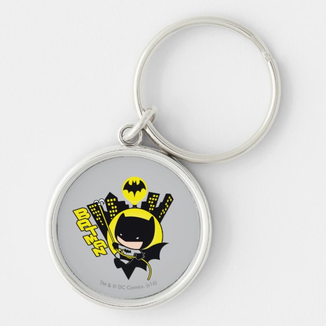 Chibi Batman Scaling The City Keychain (Front)