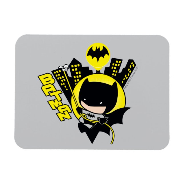 Chibi Batman Scaling The City Magnet (Horizontal)