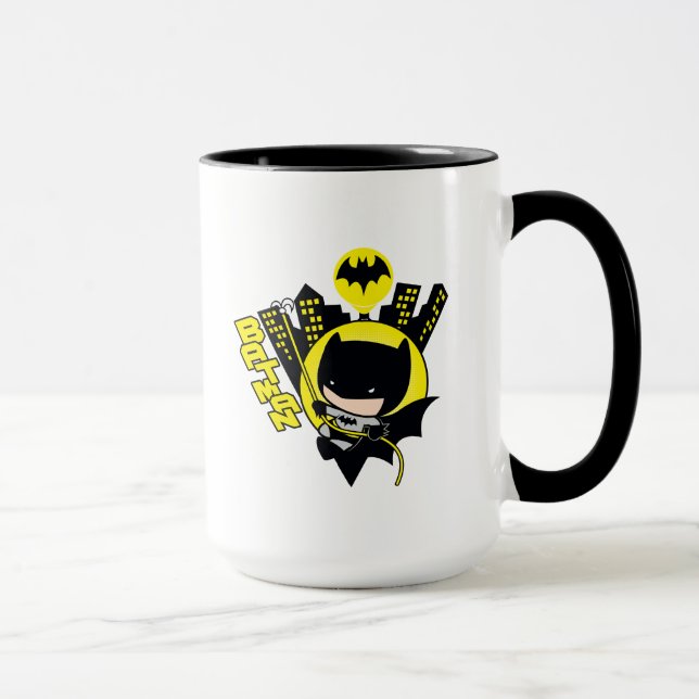 Chibi Batman Scaling The City Mug (Right)