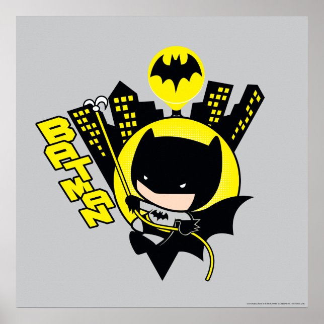 Chibi Batman Scaling The City Poster (Front)