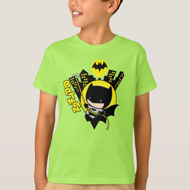 Chibi Batman Scaling The City T-Shirt (Front)