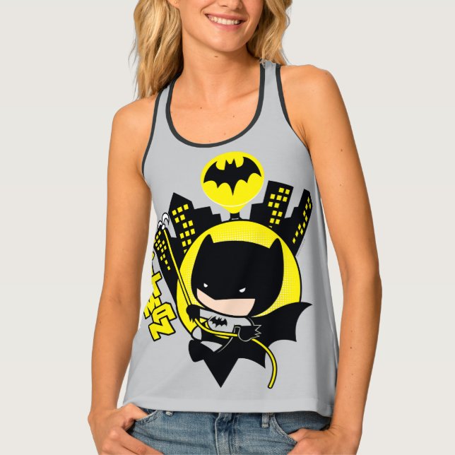 Chibi Batman Scaling The City Tank Top (Front)