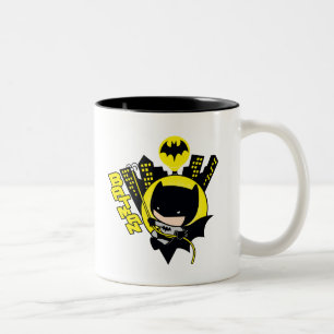 Chibi Batman Scaling The City Two-Tone Coffee Mug
