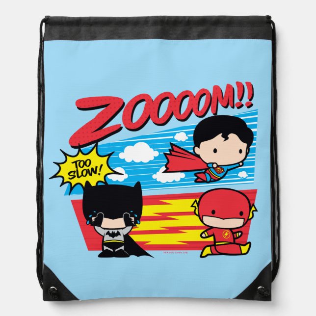 Chibi Batman Too Slow! Drawstring Bag (Front)