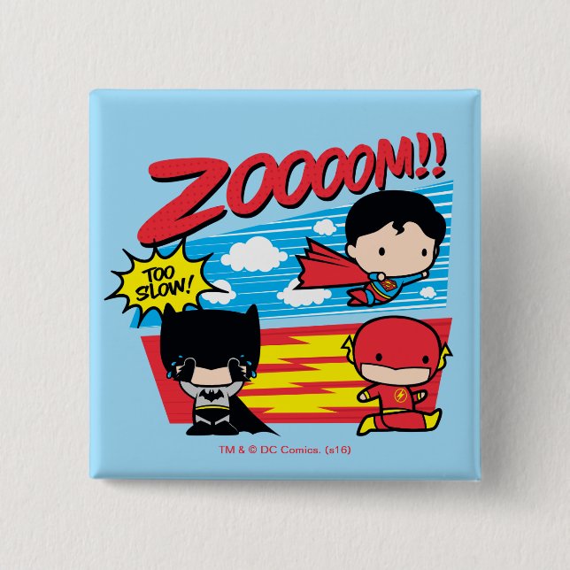 Chibi Batman Too Slow! Pinback Button (Front)