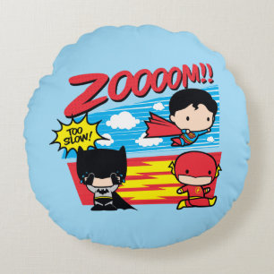Chibi Batman Too Slow! Round Pillow