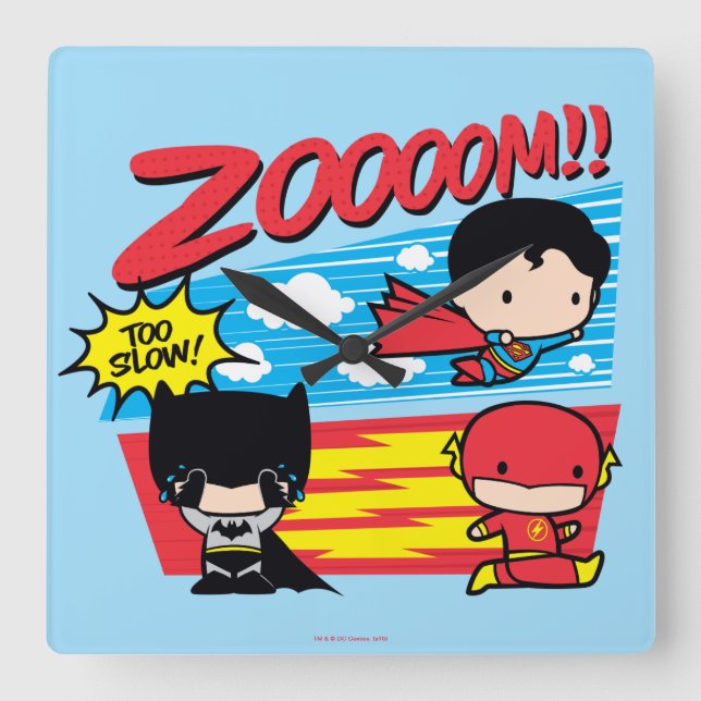 Chibi Batman Too Slow! Square Wall Clock (Front)