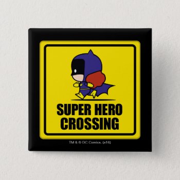 Chibi Batwoman Super Hero Crossing Sign Button by justiceleague at Zazzle