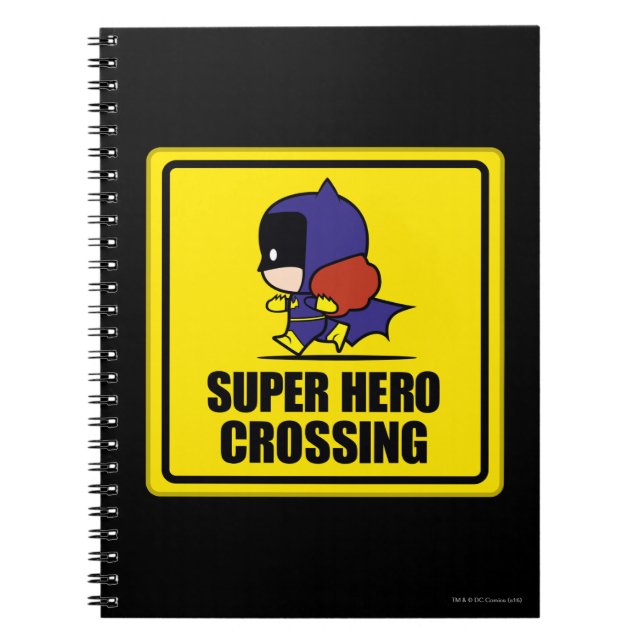 Chibi Batwoman Super Hero Crossing Sign Notebook (Front)