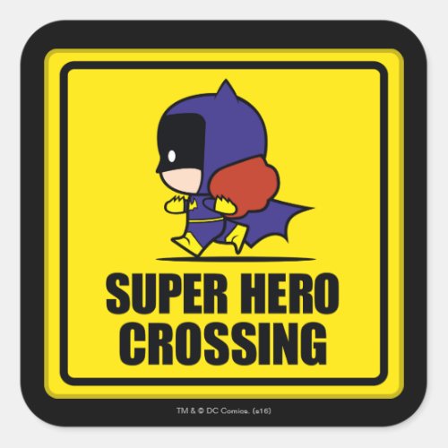 Chibi Batwoman Super Hero Crossing Sign Square Sticker