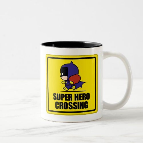 Chibi Batwoman Super Hero Crossing Sign Two_Tone Coffee Mug