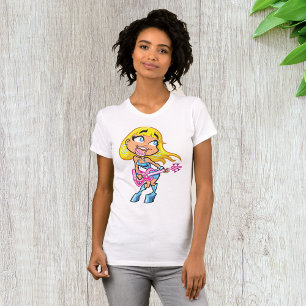 Chibi Blonde Girl Rocker Playing Pink Bass Guitar T-Shirt
