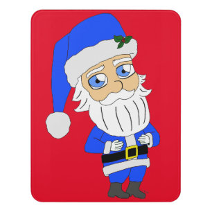 Chibi Blue Suit Santa Door Sign
