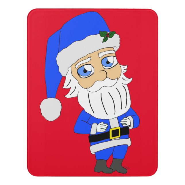 Chibi Blue Suit Santa Door Sign (Contemporary Vert)