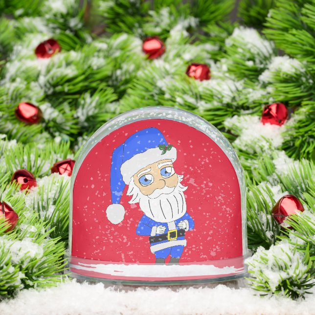 Chibi Blue Suit Santa Snow Globe (Christmas)