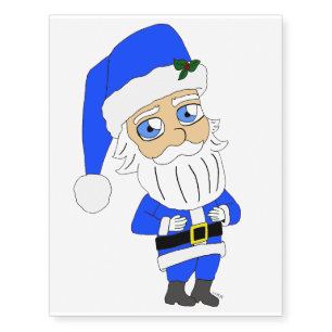 Chibi Blue Suit Santa Temporary Tattoos