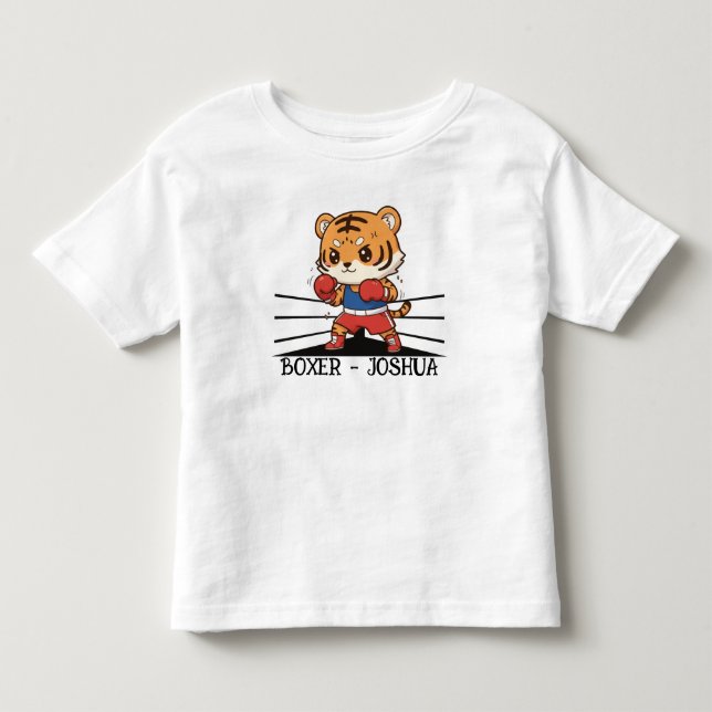 Chibi Boxing Tiger Champion | Cute Sports Mascot Toddler T-shirt (Front)