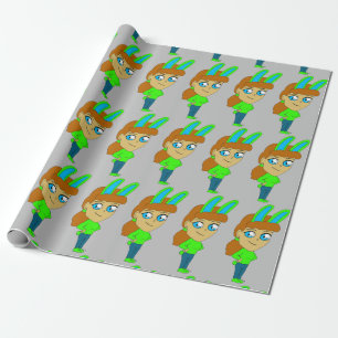 chibi bunnygirl button wrapping paper