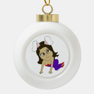 chibi bunnygirl ceramic ball christmas ornament
