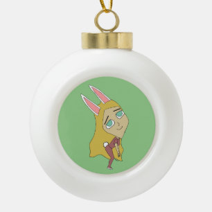 chibi bunnygirl ceramic ball christmas ornament