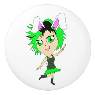 chibi bunnygirl  ceramic knob