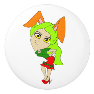 chibi bunnygirl     ceramic knob