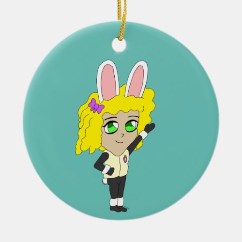 chibi bunnygirl    ceramic ornament