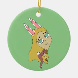 chibi bunnygirl ceramic ornament