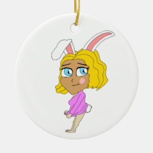chibi bunnygirl ceramic ornament