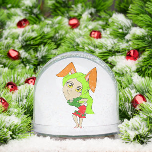 chibi bunnygirl ceramic ornament snow globe